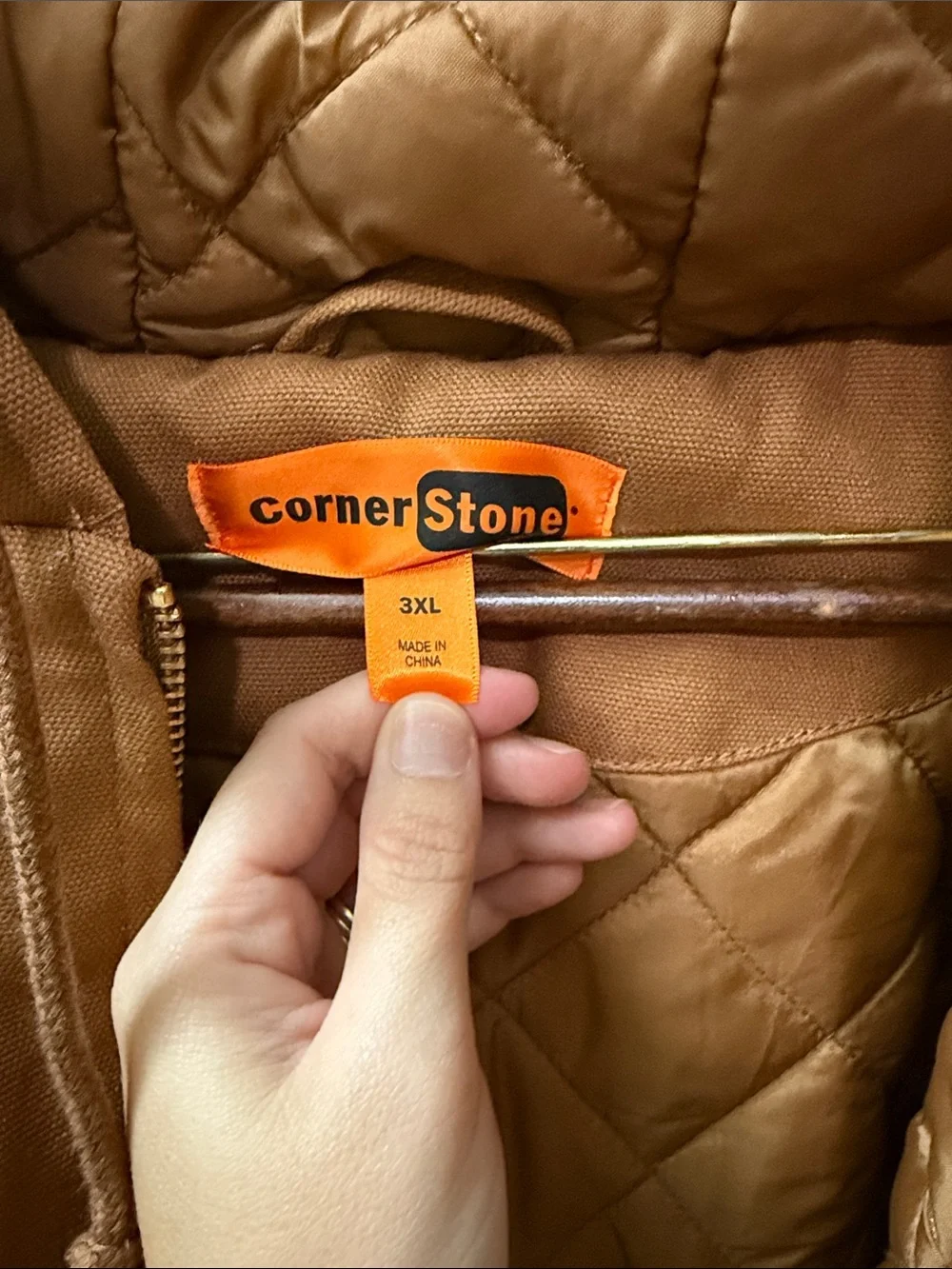 Men's Brown Insulated Hooded Zip Jacket